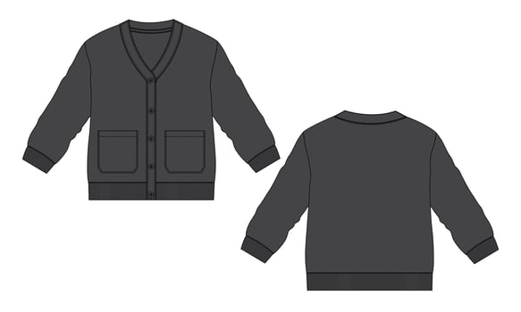 Cardigan vector illustration template Front and back