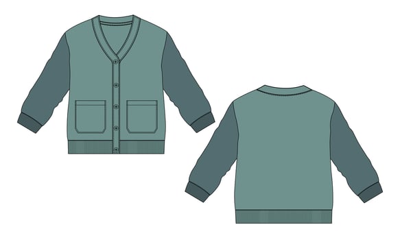 Cardigan vector illustration template Front and back