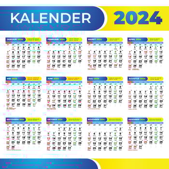 Calendar 2024 Indonesia With Javanese and Hijri Dates. 2024 Calendar With Red Dates and National Holidays vector