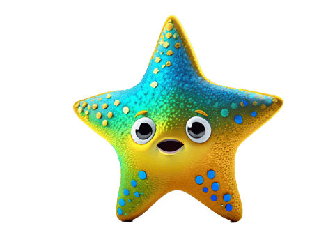 a cartoon starfish with a big smile png