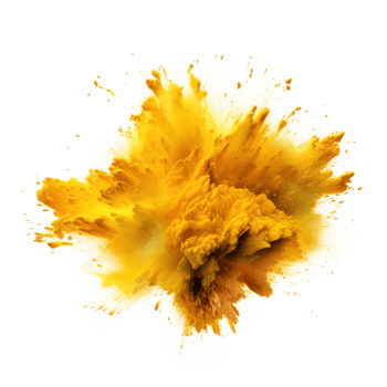Gold yellow Holi paint splash isolated png