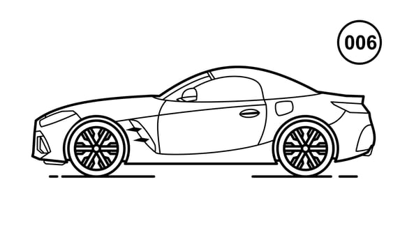 Sport Car Outline Design for Drawing Book Style 006 vector