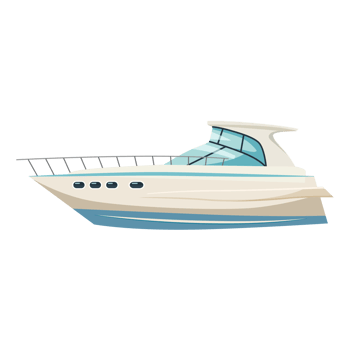 White and blue yacht Generative Ai png