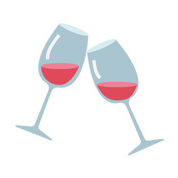 Two wine glasses with red liquid illustrations,  Generative Ai png