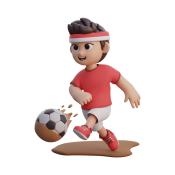 3d rendering of boy character kicking a ball  Generative Ai png