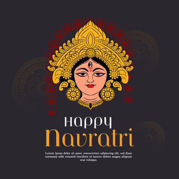 Creative Illustration of Goddess Durga Maa Face or Mnemonic for Celebration of Indian Religious Festival Happy Navratri, Durga Puja. vector