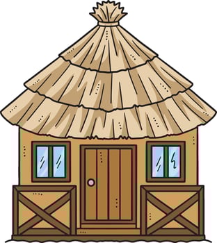 Tropical Hut Cartoon Colored Clipart Illustration vector