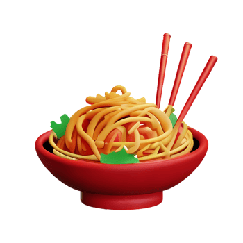a bowl of noodles with chopsticks on a transparent background png