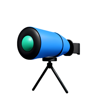 a blue telescope on a tripod with a green light png
