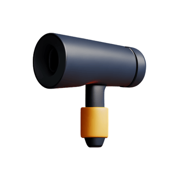 a black and yellow hair dryer on a transparent background png
