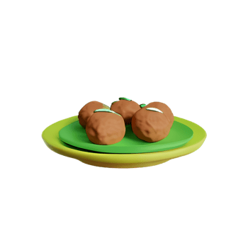 a plate with three balls on it png