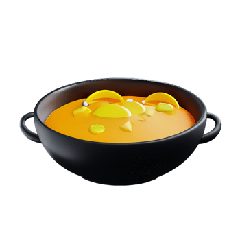 a black bowl with yellow soup in it png