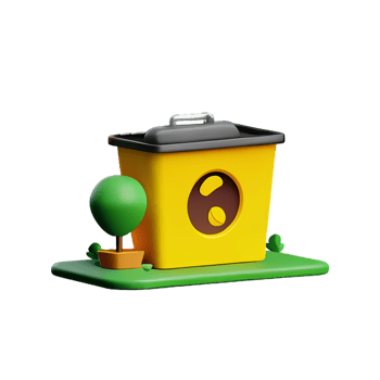 a yellow trash can with a tree in it png