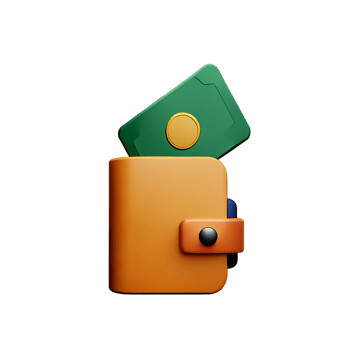 an orange wallet with a green and orange card png