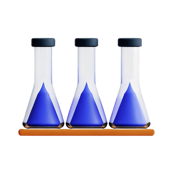 three blue liquid test tubes on a wooden stand png