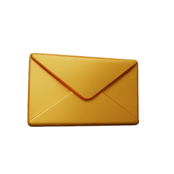 an envelope with a golden envelope on a transparent background png