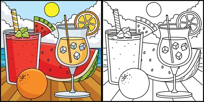 Fruit Shake and Cocktail Summer Illustration vector