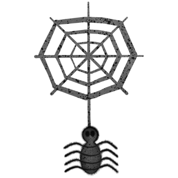 Halloween black spider and spider web isolated on transparent background png
