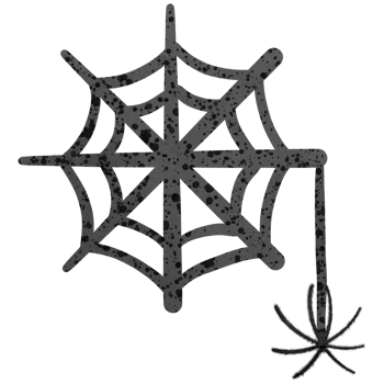 Halloween black spider and spider web isolated on transparent background png
