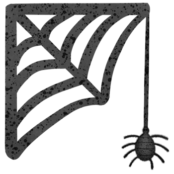 Halloween black spider and spider web isolated on transparent background png