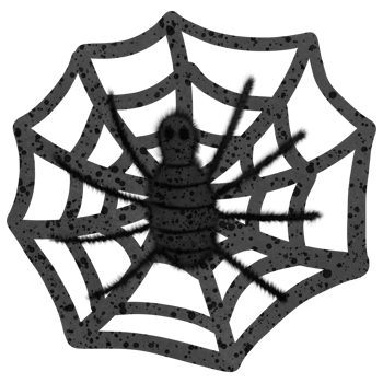 Halloween black spider and spider web isolated on transparent background png