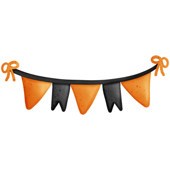 Halloween flag banners with ribbon isolated on transparent background png