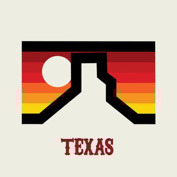 vector of texas desert, hill in sunset