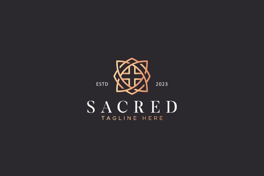 Sacred Geometric Emblem Logo Gold Art Fashion Jewelry Religion Sign Symbol vector