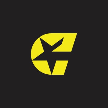 letter e star geometric colorful simple symbol logo vector