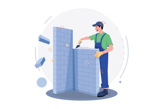 Construction Workers Building The Wall vector