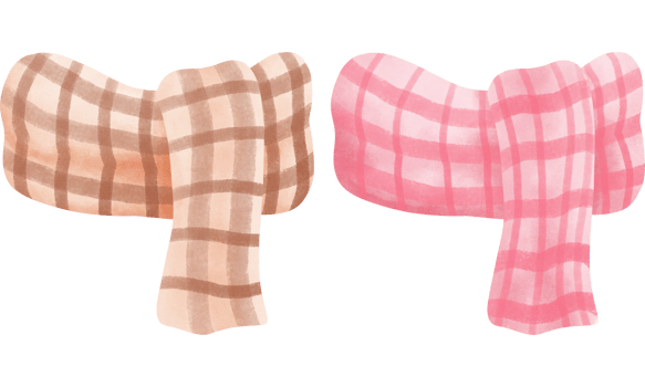 Hand drawing watercolor autumn clothes and accessories collection.Autumn brown and pink scarves clipart. png