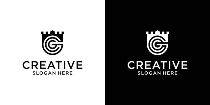 Letter g castle logo design concept vector