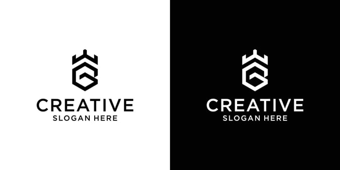 Letter b castle logo design concept vector