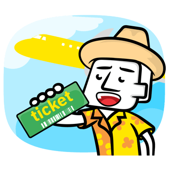 My travel ticket cartoon man gesture png