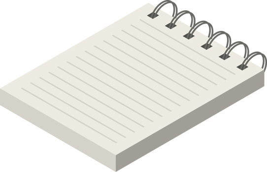Isometric notebook with lined paper png
