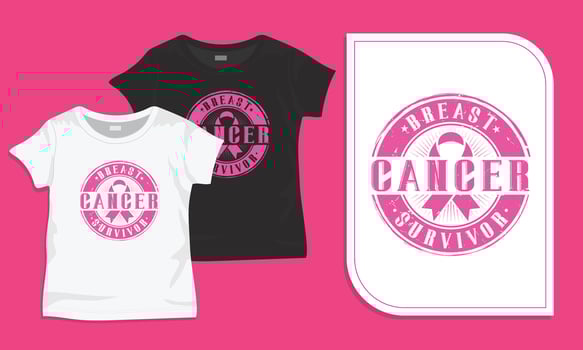 Breast cancer survivor vintage badge t-shirt design. vector