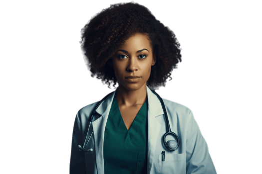 a black woman in a doctor's coat png