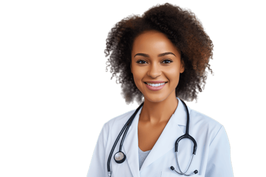 a black female doctor wearing a white coat png