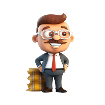 AI Generative 3D business theme rich man with money png