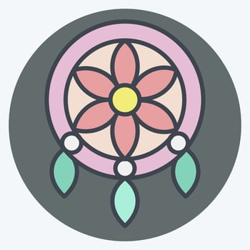 Icon Dreamcatcher. related to American Indigenous symbol. color mate style. simple design editable. simple illustration vector
