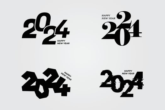 Happy new year 2024 design. Colorful premium vector design for poster, banner, greeting and new year 2024 celebration.