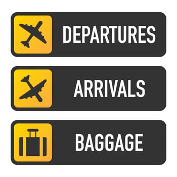 Airport Signs departure, arrivals and baggage. vector