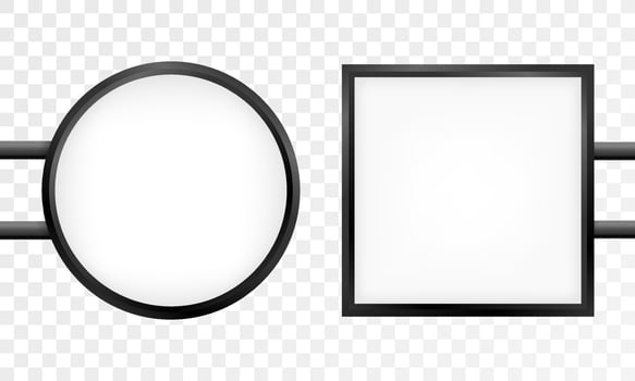 Circular signboard mock up isolated on gray background. Circular illuminated lightbox with empty space for design. vector
