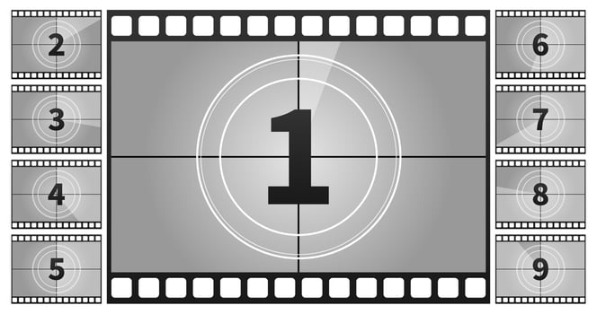 A classic movie countdown frame at the numbers. Vector illustration.
