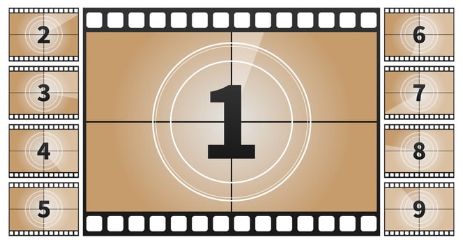 A classic movie countdown frame at the numbers. Vector illustration.