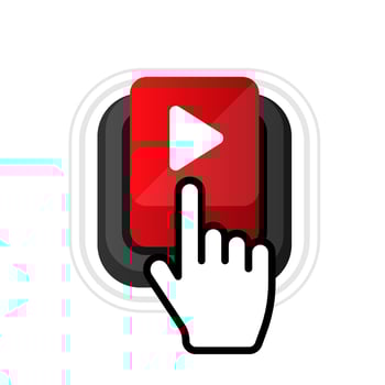Play video icon, red buttons sign on white background. vector