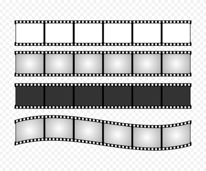 Movie tape set illustration. Cinema poster concept. Banner design for movie theater. vector