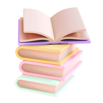 3D Stack of Closed Books and one open book. Icon isolated transparent png. Render Educational or Business Literature. Reading Education png