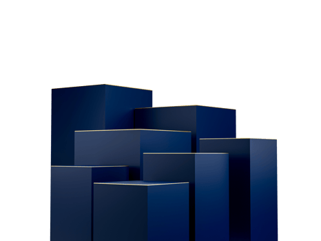 Abstract blue and gold geometric podiums, luxury concept . 3d illustration png