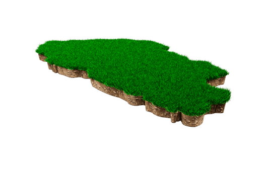 Bhutan Map soil land geology cross section with green grass and Rock ground texture 3d illustration png